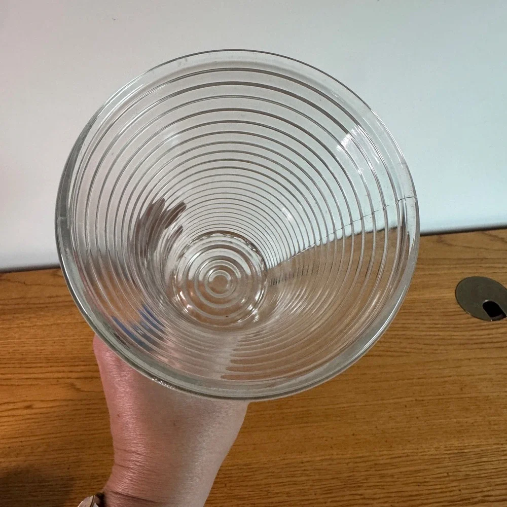 Clear Glass Vase Ribbed Design Bulbous Bottom‎ Vintage Flower Holder Decor
